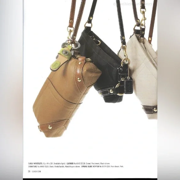 COACH Y2K Vintage Carly Leather Wristlet Mini Bag 40492 Parchment Ivory Brown - Picture 15 of 15